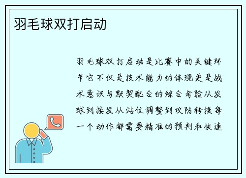 羽毛球双打启动